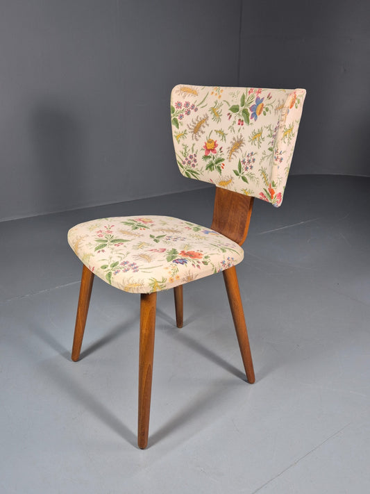 Retro 1950s Dining Chair Teak Bentwood Floral MCM Vintage EB10937 MNOR0