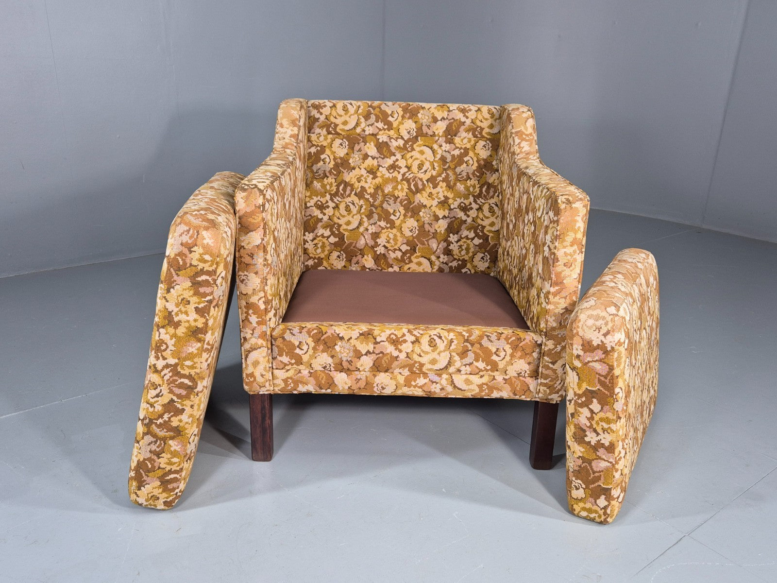 Vintage Danish 1970s Lounge Chair Floral Upholstery Mid Century EB11922 MNOR5