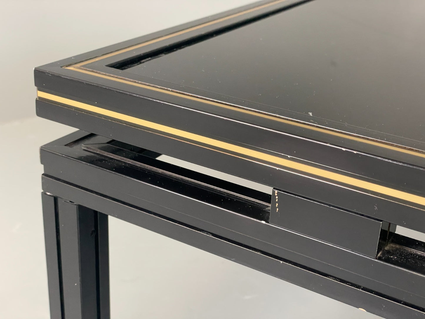 Vintage 1970s Coffee Table Pierre Vandel Black Gold Glass 1970s EB11812 MWOO8
