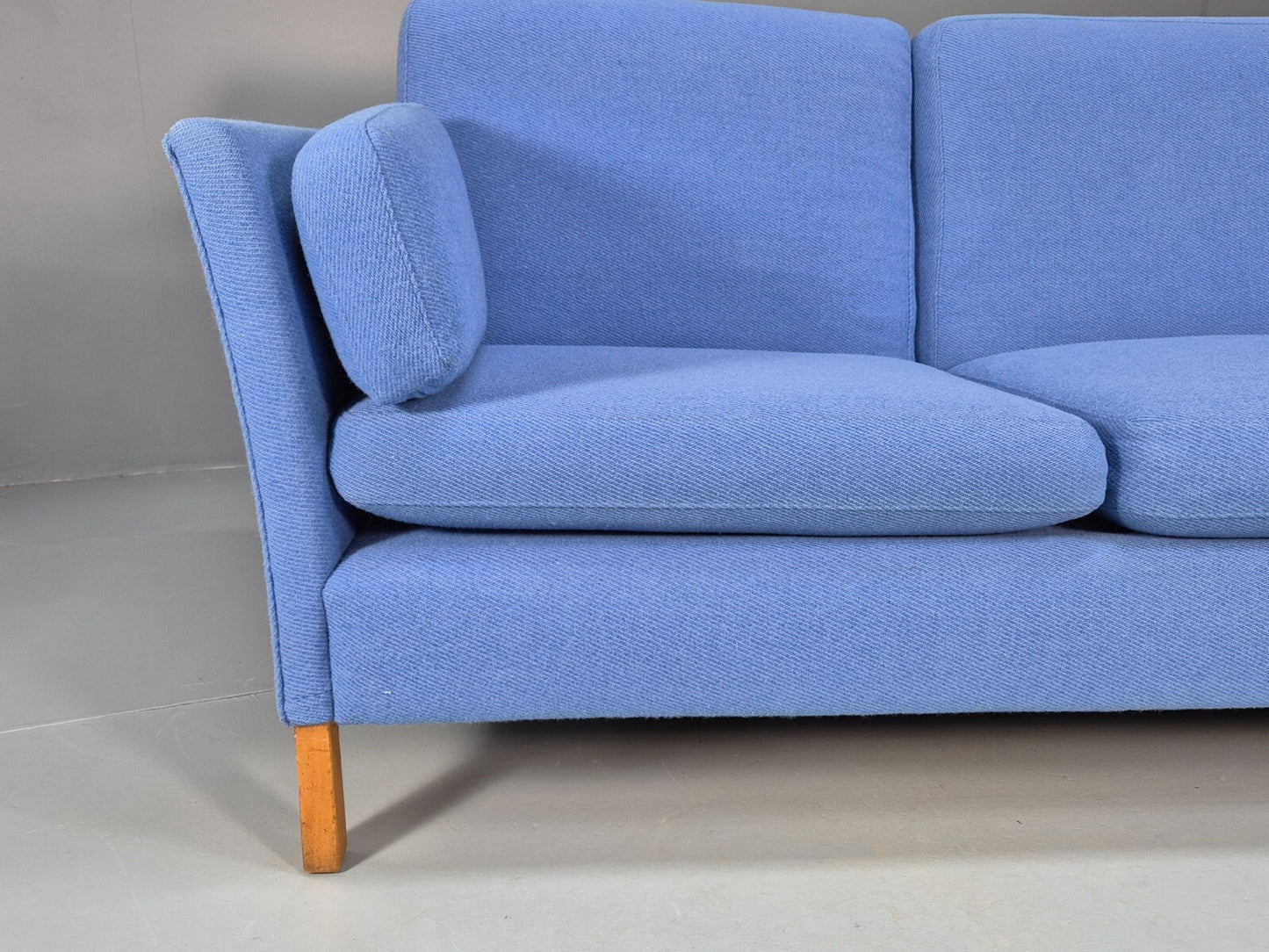Vintage Danish 1980s Blue Wool 3 seat Sofa Mid Century Modern Retro EB9569 M3SS - UKDK FURNITURE