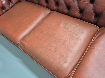 Three Seater Red Leather Chesterfield Quality Version Retro EB11031 VCHE22