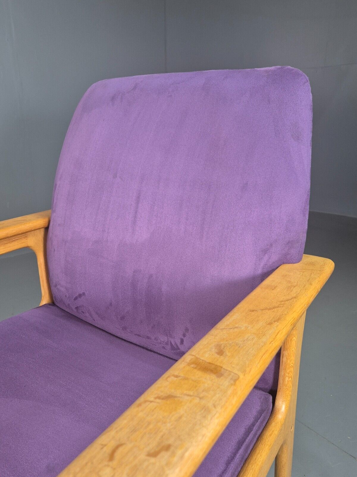 Vintage Danish Elbow Chair Purple Oak Frame O D Mobler Retro MCM EB8000 MNOR - UKDK FURNITURE