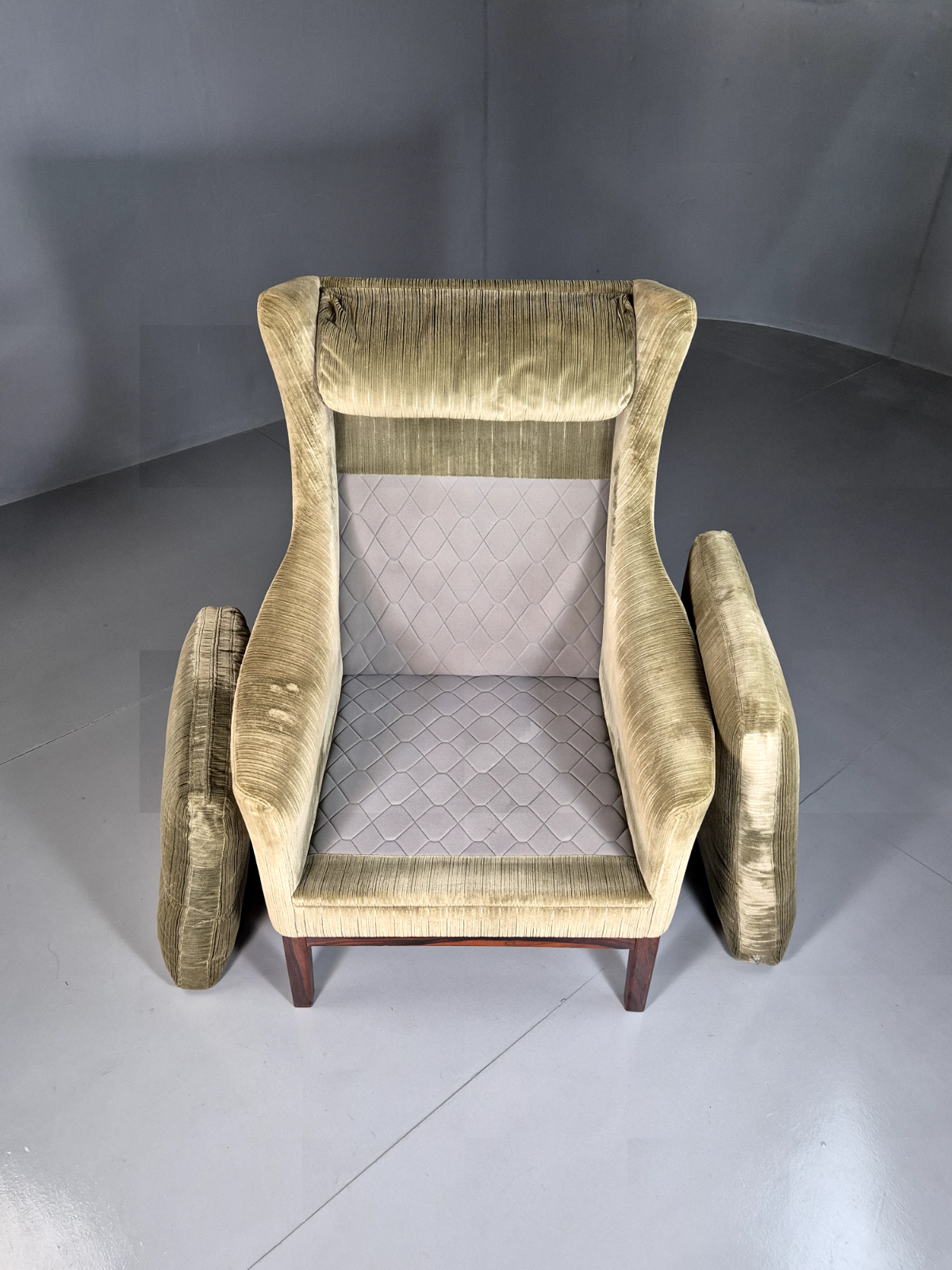 Vintage Swedish Wingback Chair Green Rosewood Bender Ikea 1960s MCM EB6997 MNOR6