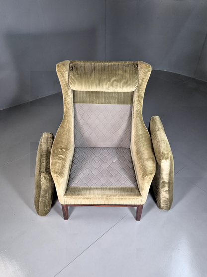 Vintage Swedish Wingback Chair Green Rosewood Bender Ikea 1960s MCM EB6997 MNOR6