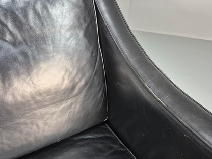 Two Seat Sofa Vintage Danish Black Leather 1970s Retro Mid Century  EB10122 M2SS7