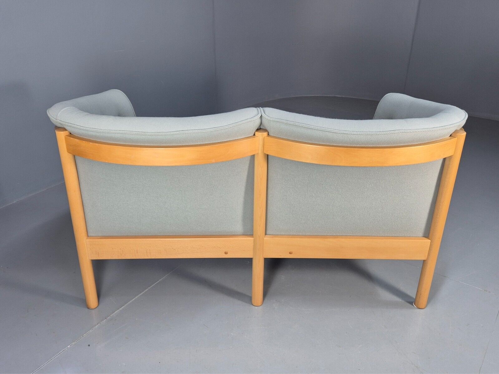 Vintage Danish 2 Seat Sofa Blue Wool Beech Curved Frame Nielaus MCM EB8549 M2SS - UKDK FURNITURE