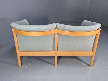 Vintage Danish 2 Seat Sofa Blue Wool Beech Curved Frame Nielaus MCM EB8549 M2SS - UKDK FURNITURE