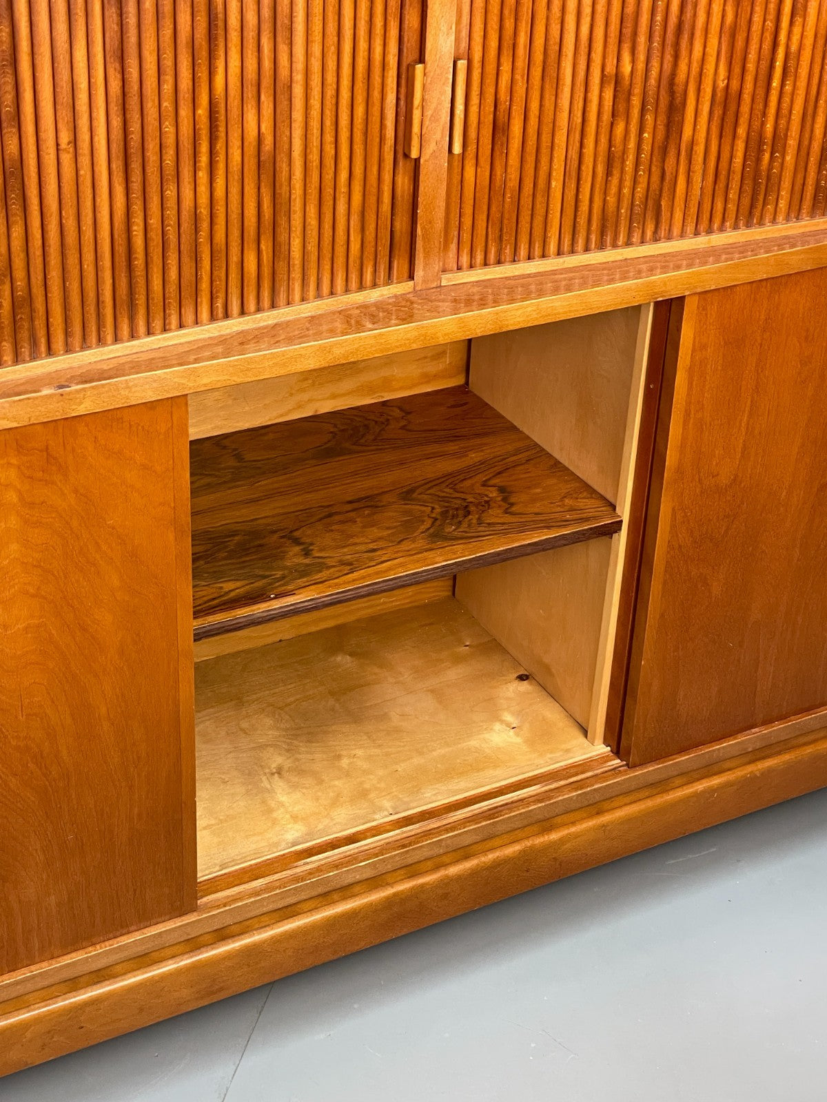 Vintage Danish 1950s Highboard Tambour Front  Cherry Wood Shelving EB10869 MWOO15