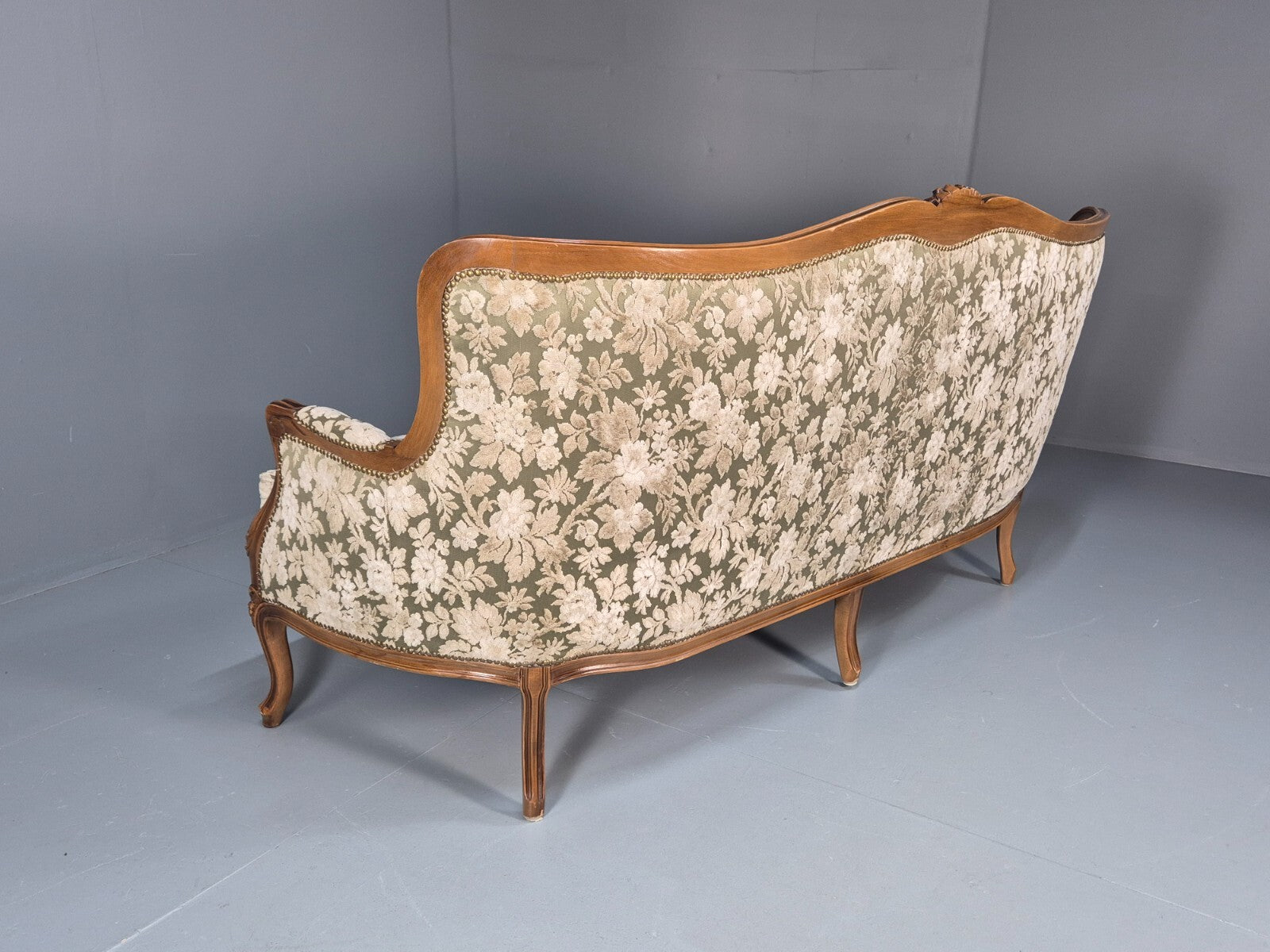 Vintage Danish Rococo Revival Floral upholstered 3 Seat Sofa EB9631 V3SS - UKDK FURNITURE