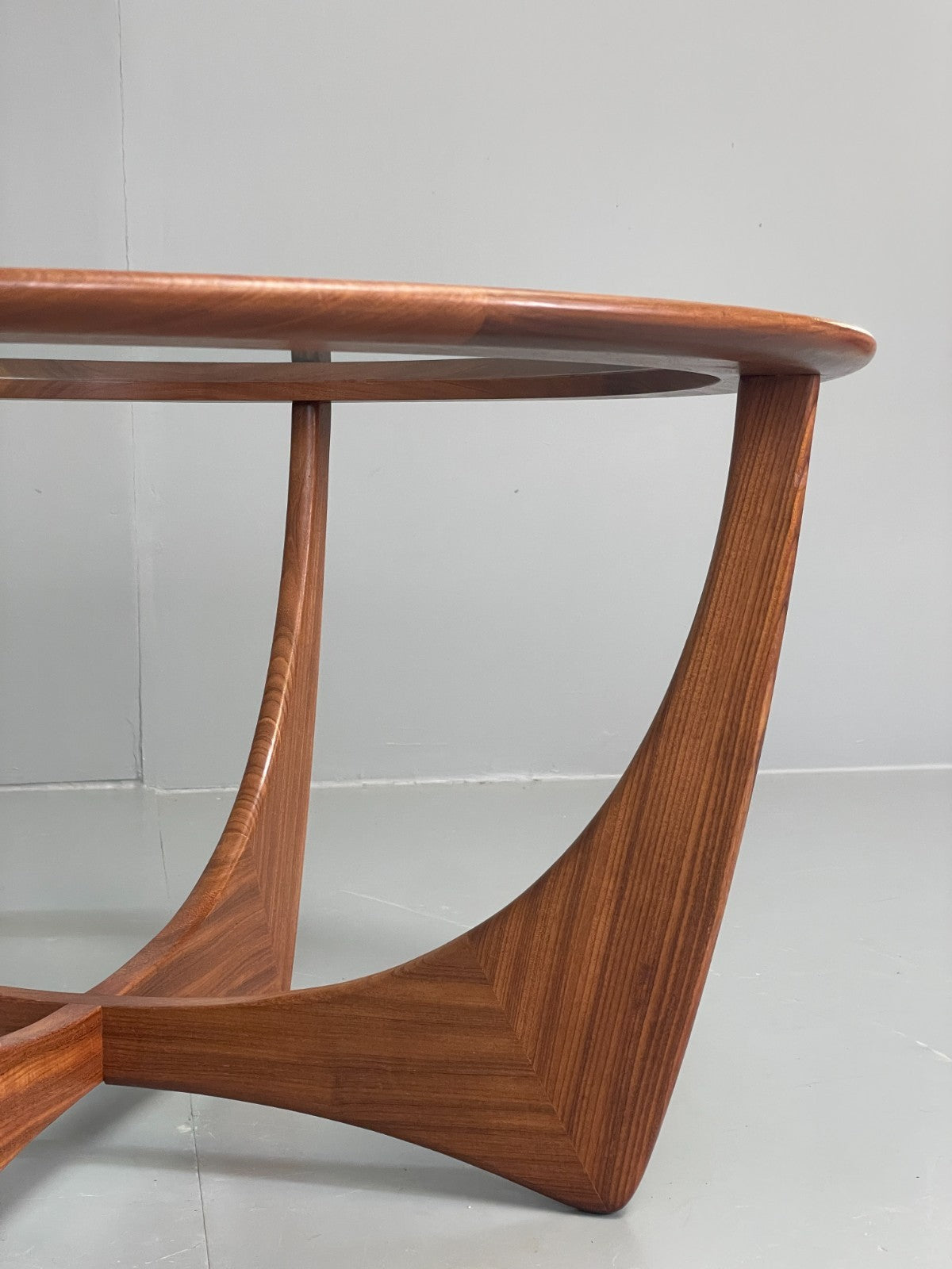 G Plan Astro Coffee Table Round Teak 1960s Mid Century Vintage Glass Top EB116925