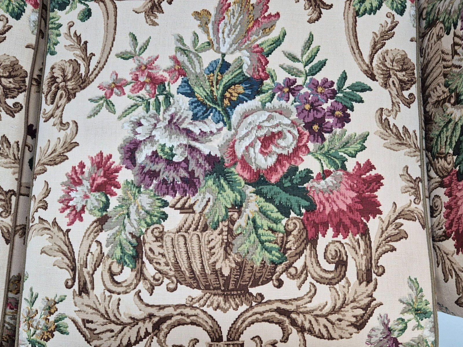 Vintage 1940s Danish 2 Seat Sofa Classical Floral Upholstery EB9659 V2SS - UKDK FURNITURE
