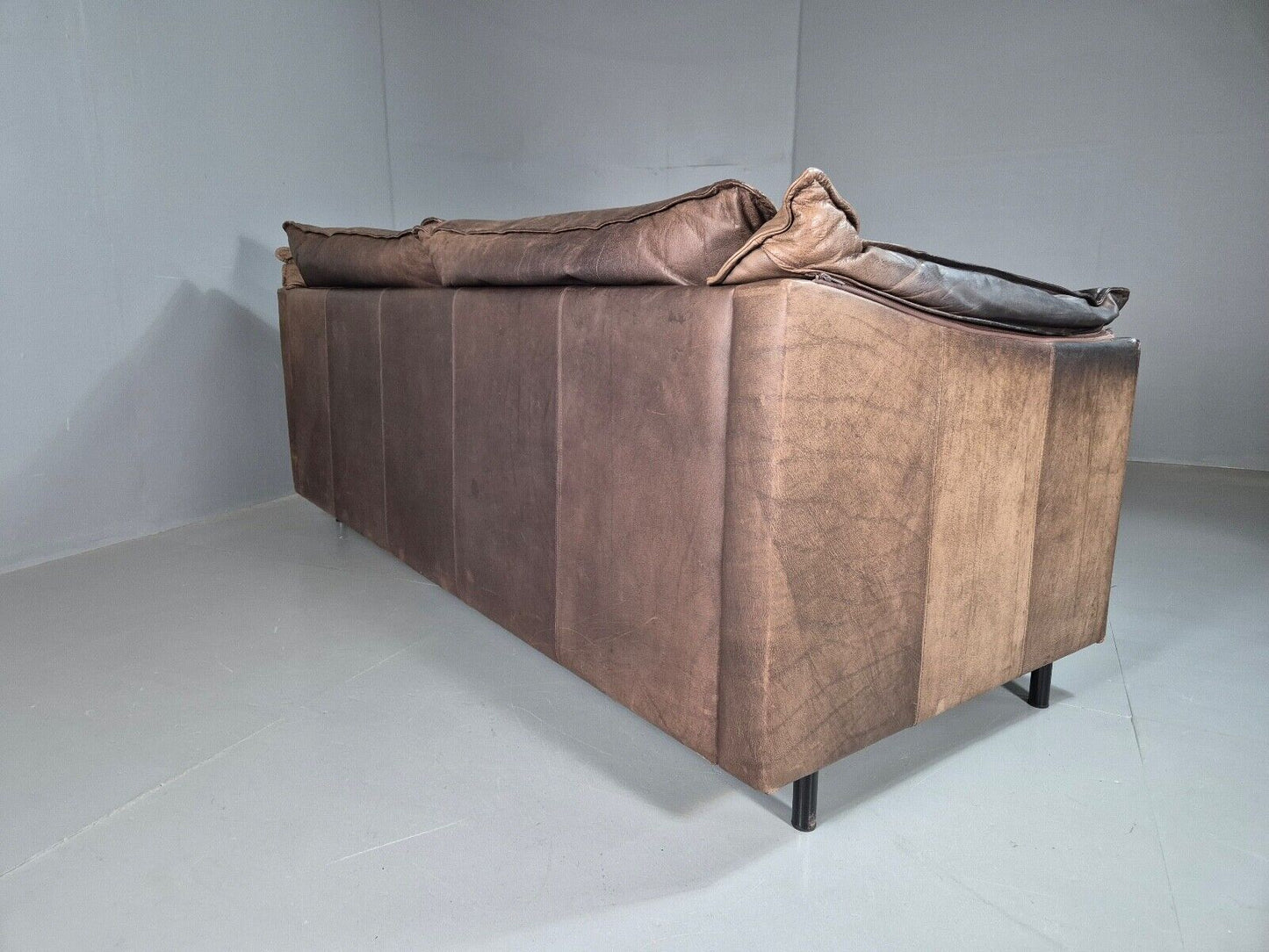 Vintage Danish 3 Seat Sofa Brown Leather 1980s Retro EB7506 M2SS - UKDK FURNITURE