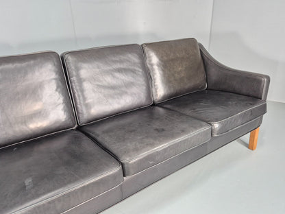 Vintage 3 Seat Sofa Black Leather Danish Hurup Mid Century Retro EB10475 M3SS3