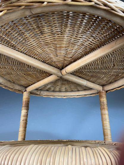 EB5299 Wicker 2 tier Circular Side/ Lamp Table, Retro, Vintage VWOO - UKDK FURNITURE