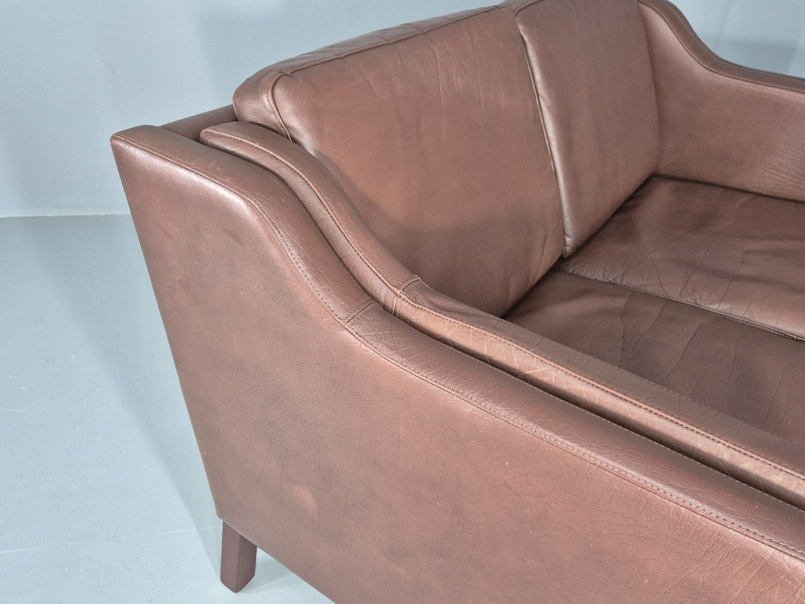 Vintage 2 Seater Sofa Danish Brown Leather Mid Century Retro 1970s EB9304 M2SS11