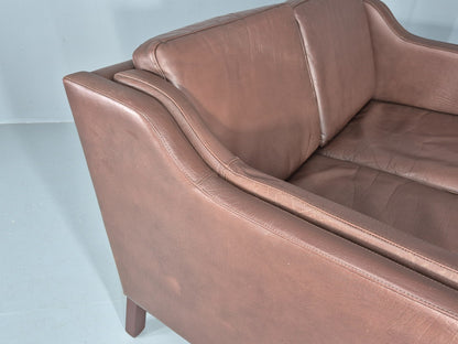 Vintage 2 Seater Sofa Danish Brown Leather Mid Century Retro 1970s EB9304 M2SS11