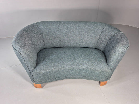 Vintage Art Deco Banana Sofa 2 Seater 1930s Danish New Upholstery  EB11772 M2SS1