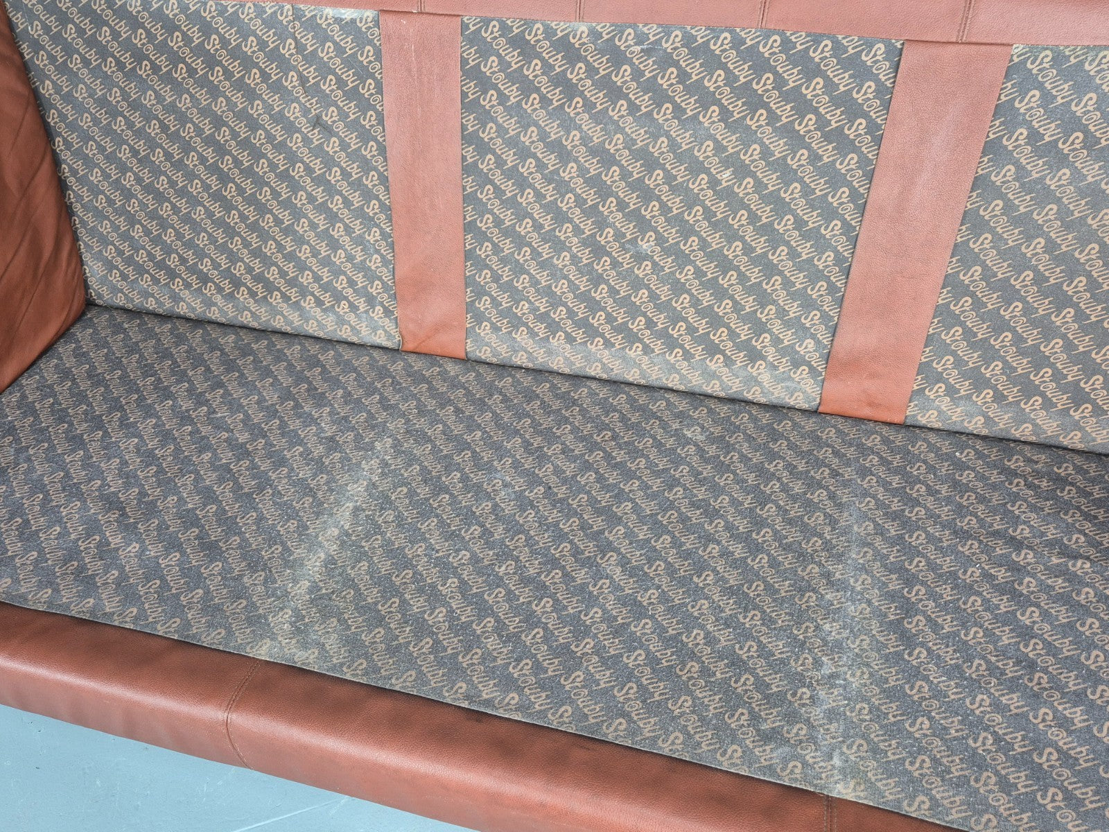 Vintage 3 Seat Sofa Reddy Brown Leather Stouby Denmark 1980s Retro EB10538 M3SS9