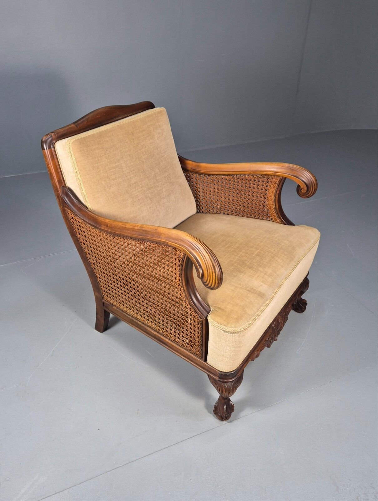 Antique Danish Lounge Chair Bergere Sides Ball and Claw Legs 1920s EB8972 VCLO - UKDK FURNITURE
