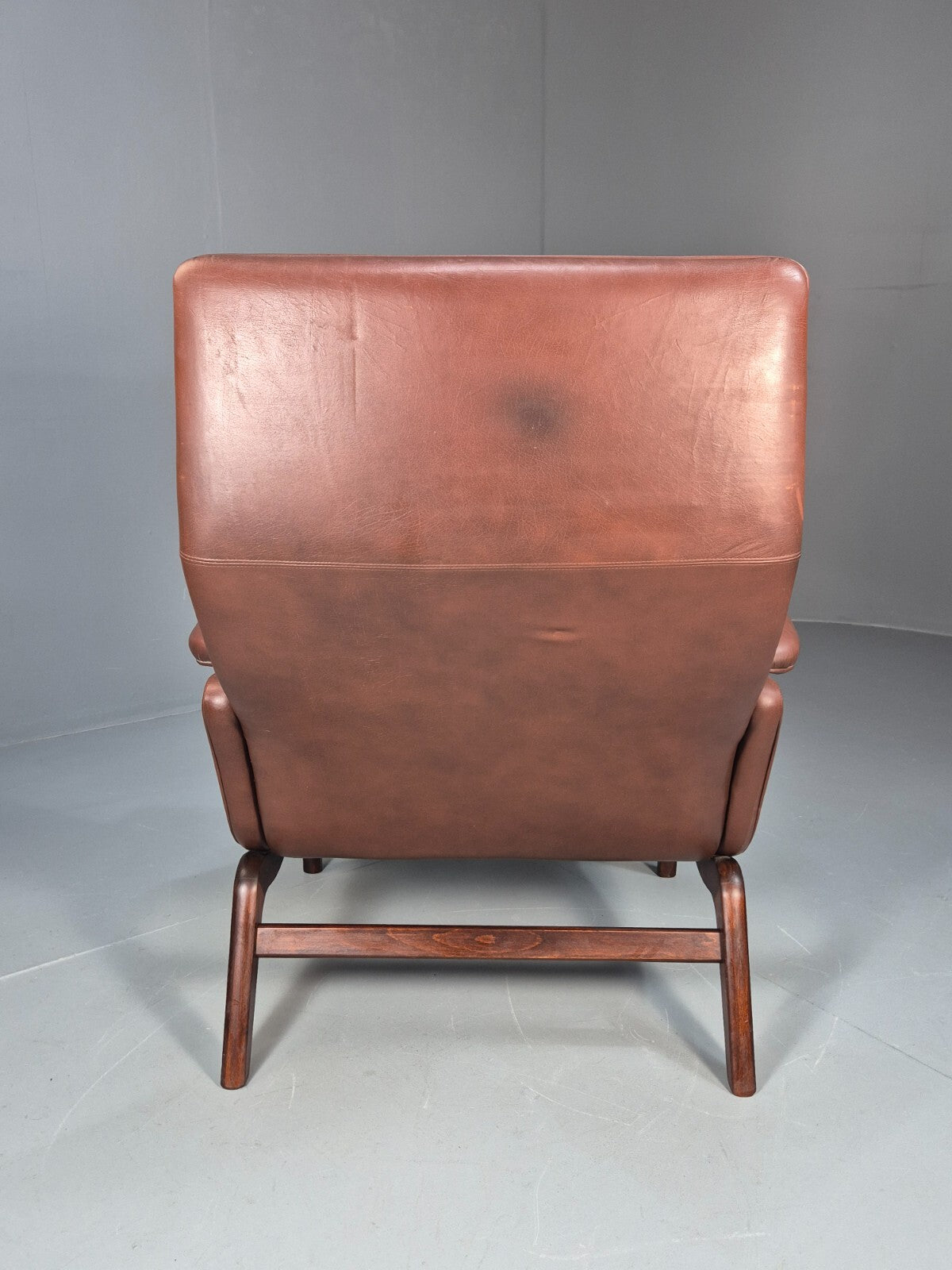 Vintage Danish Brown Leather Lounge Chair 1970s Retro MCM EB9266 MNOR - UKDK FURNITURE