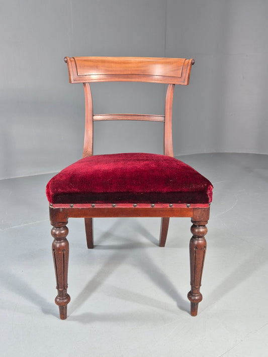 Antique William IV Mahogany Dining Chair Red Velvet Upholstery 1830 EB11224 VDIN1