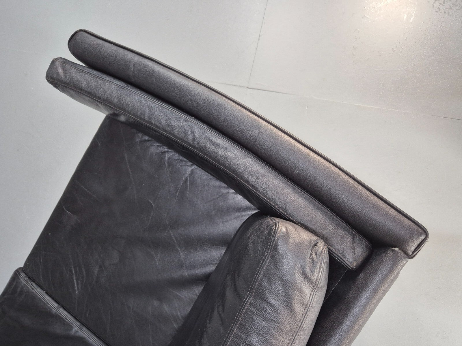 Vintage Danish 3 Seat Black Leather Sofa Modern Design MCM Retro EB9063 M3SS - UKDK FURNITURE