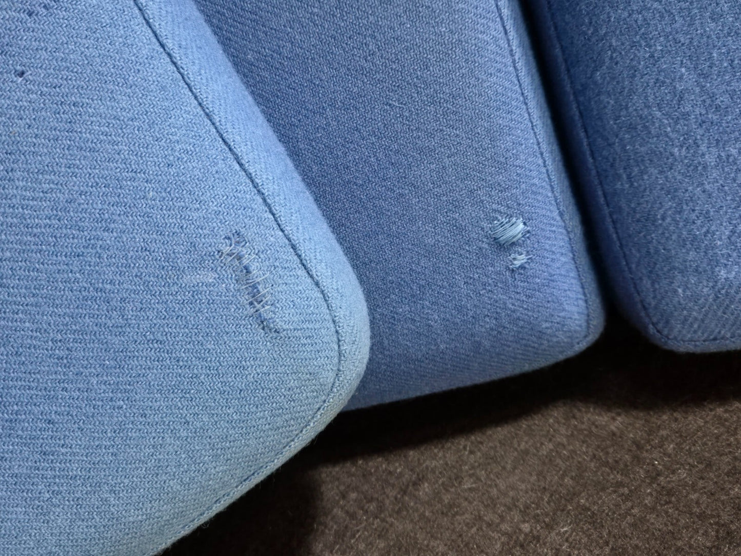 2 Seat Sofa Vintage Danish Blue Wool Beech Frame 1980s Retro MCM EB7333 M2SS6