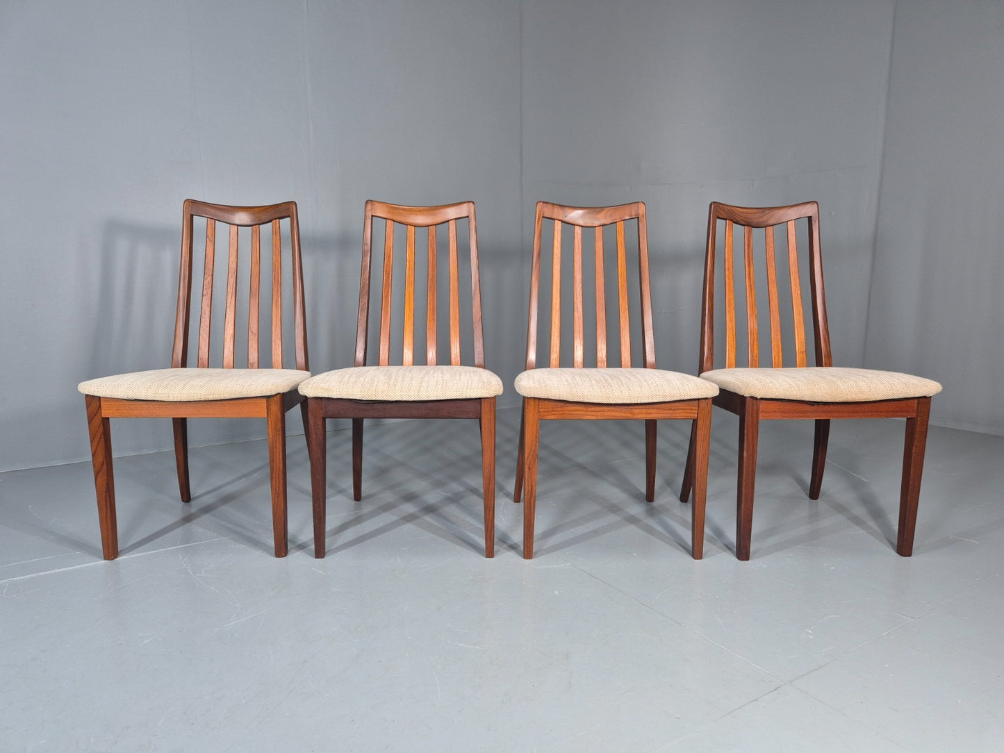 4 Vintage G Plan Ffresco Dining Chars Teak Cream Seats 1970s Retro EB11591 MDIN4