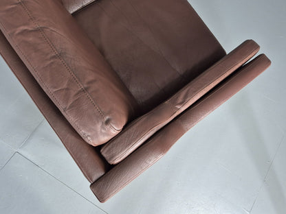 Vintage 2 Seater Sofa Danish Brown Leather Mid Century Retro 1970s EB9304 M2SS13