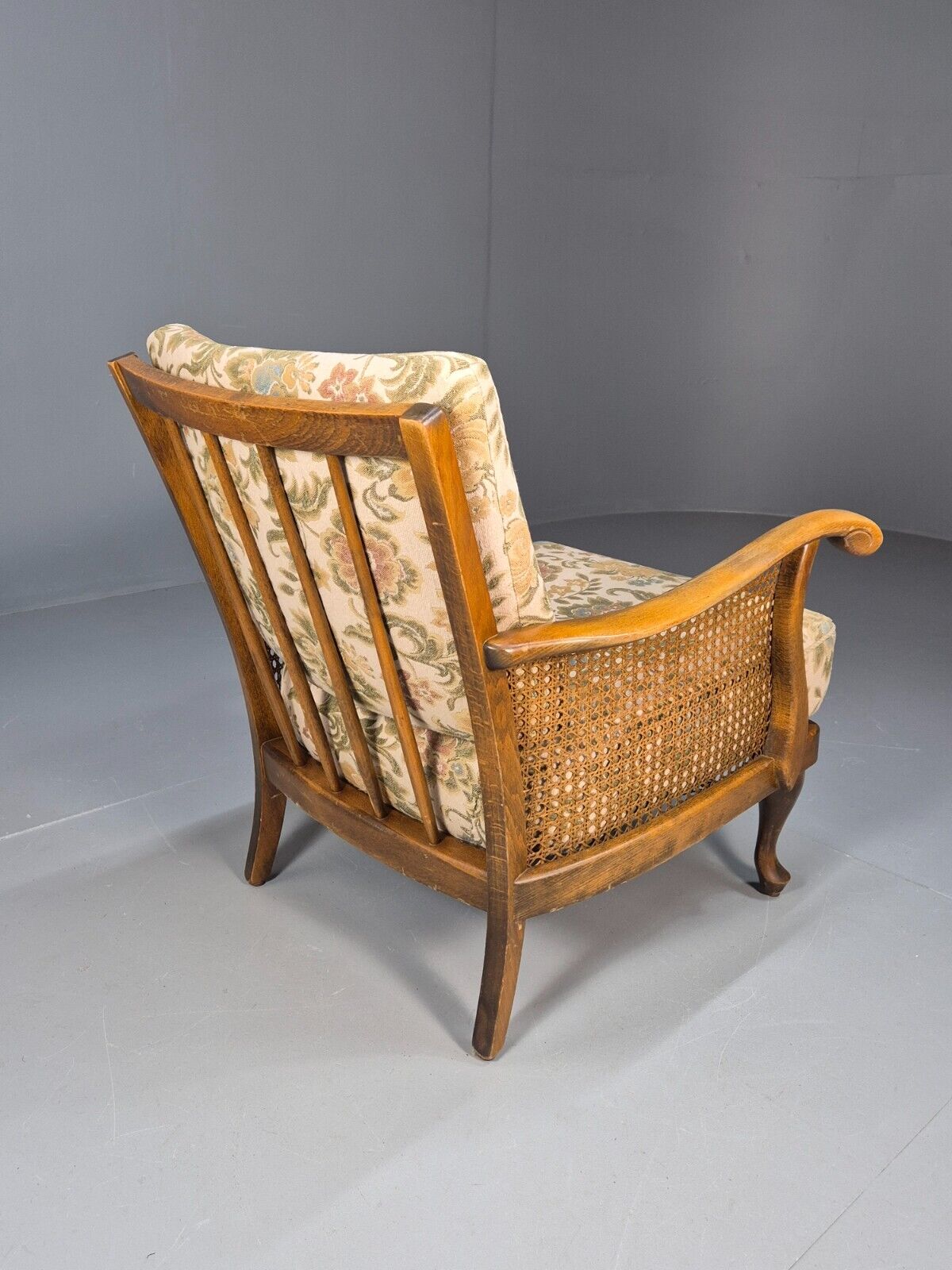 Vintage Danish Bergere Lounge Chair, Floral Cloth, Antique Style EB9003 VBER - UKDK FURNITURE