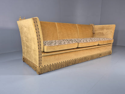 Three Seater Knole Sofa Vintage Danish 1960s Gold Velour Retro EB11432 V3SS0