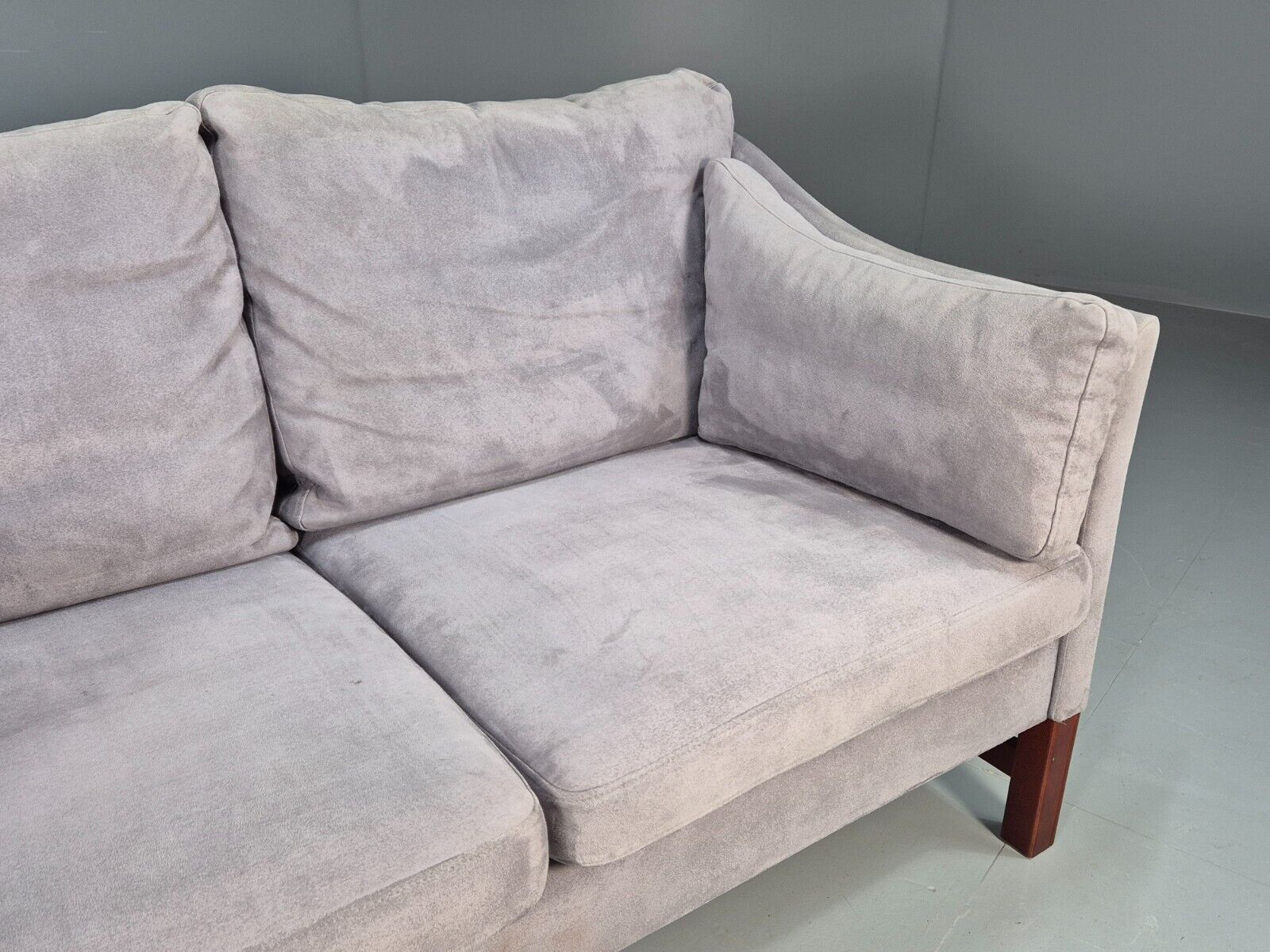 Vintage Danish 2 Seat Sofa Lilac Faux Suede 1980s Retro MCM EB3236 M2SS - UKDK FURNITURE