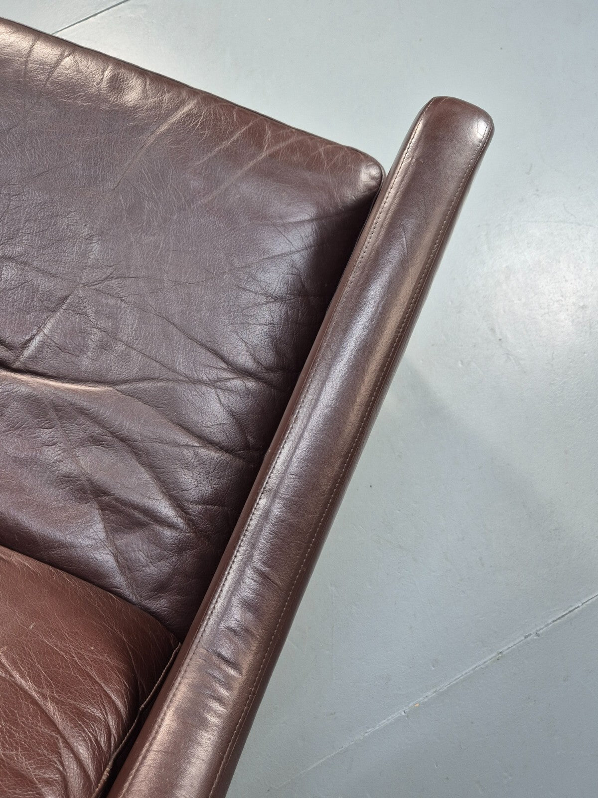 Vintage Brown Leather Wingback Chair Retro Mid Century Danish Design EB9329 MNOR - UKDK FURNITURE