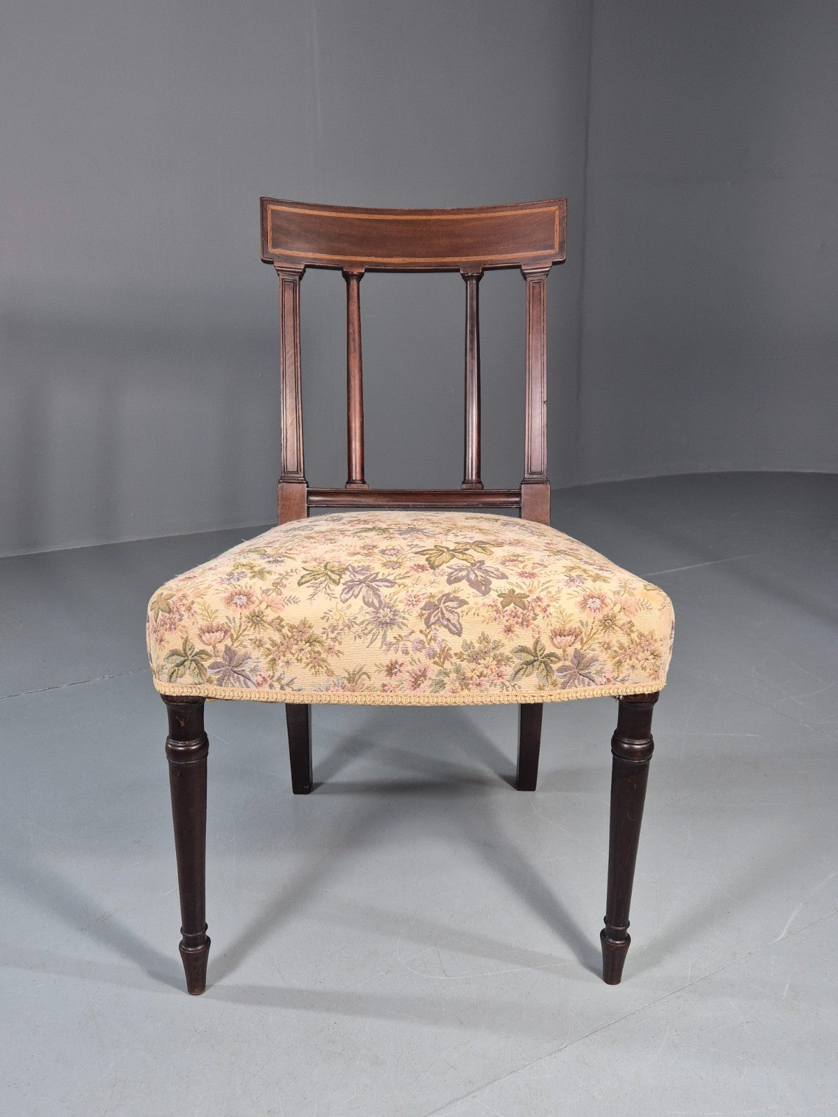 Antique Empire Dining Chair Mahogany Frame Pillared Slats Floral   EB11223 VDIN2