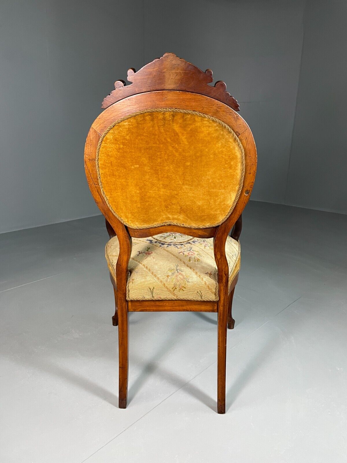 Vintage Danish Fauteuil Chair Mahogany Floral Tapestry Antique EB6453 VCLO - UKDK FURNITURE