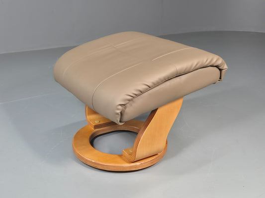 Vintage Stressless Style Footstool Beige Leather Blonde Wood EB11606 MFOO0