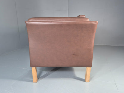 Vintage 2 Seater Settee Brown Leather Danish 1980s Retro Hurup EB11630 M2SS17