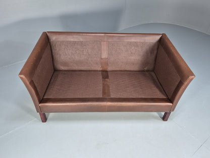 Vintage Danish Two Seater Sofa Brown Leather Mid Century Design 70s EB10070 M2SS9