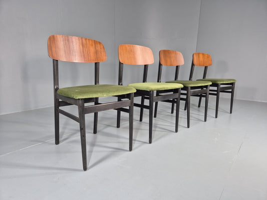 4 Vintage Mid Century Dining Chairs 1960s Retro Beech and Teak EB11884 MDIN1