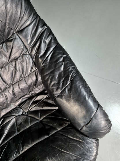 Vintage Danish Lounge Chair Black Leather Bentwood Cantilever Retro EB7229 MBEN4