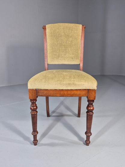 Antique Danish Dining Chair Mahogany Frame 1850s Green Velour EB11321 VDIN2