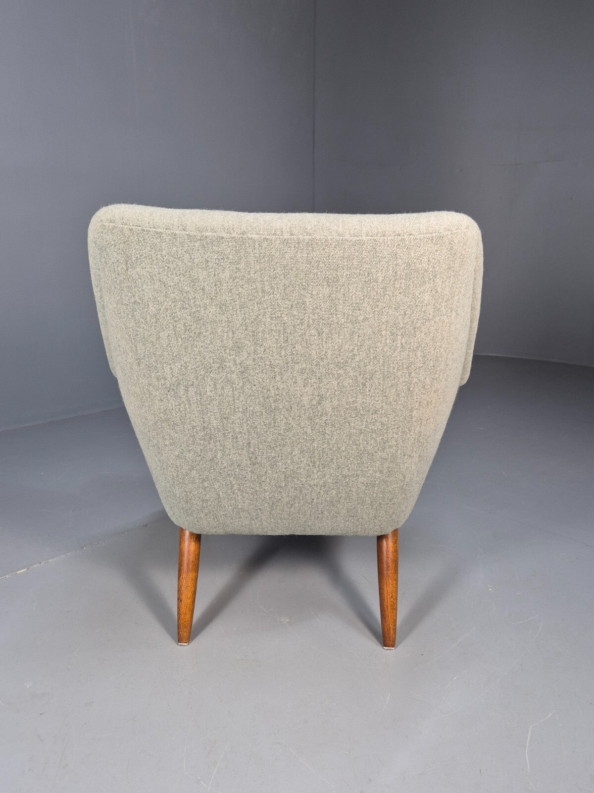 Mid Century Danish Chair Light Mint Grey Wool Oak Legs Vintage MNOR - UKDK FURNITURE