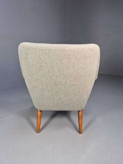Mid Century Danish Chair Light Mint Grey Wool Oak Legs Vintage MNOR - UKDK FURNITURE