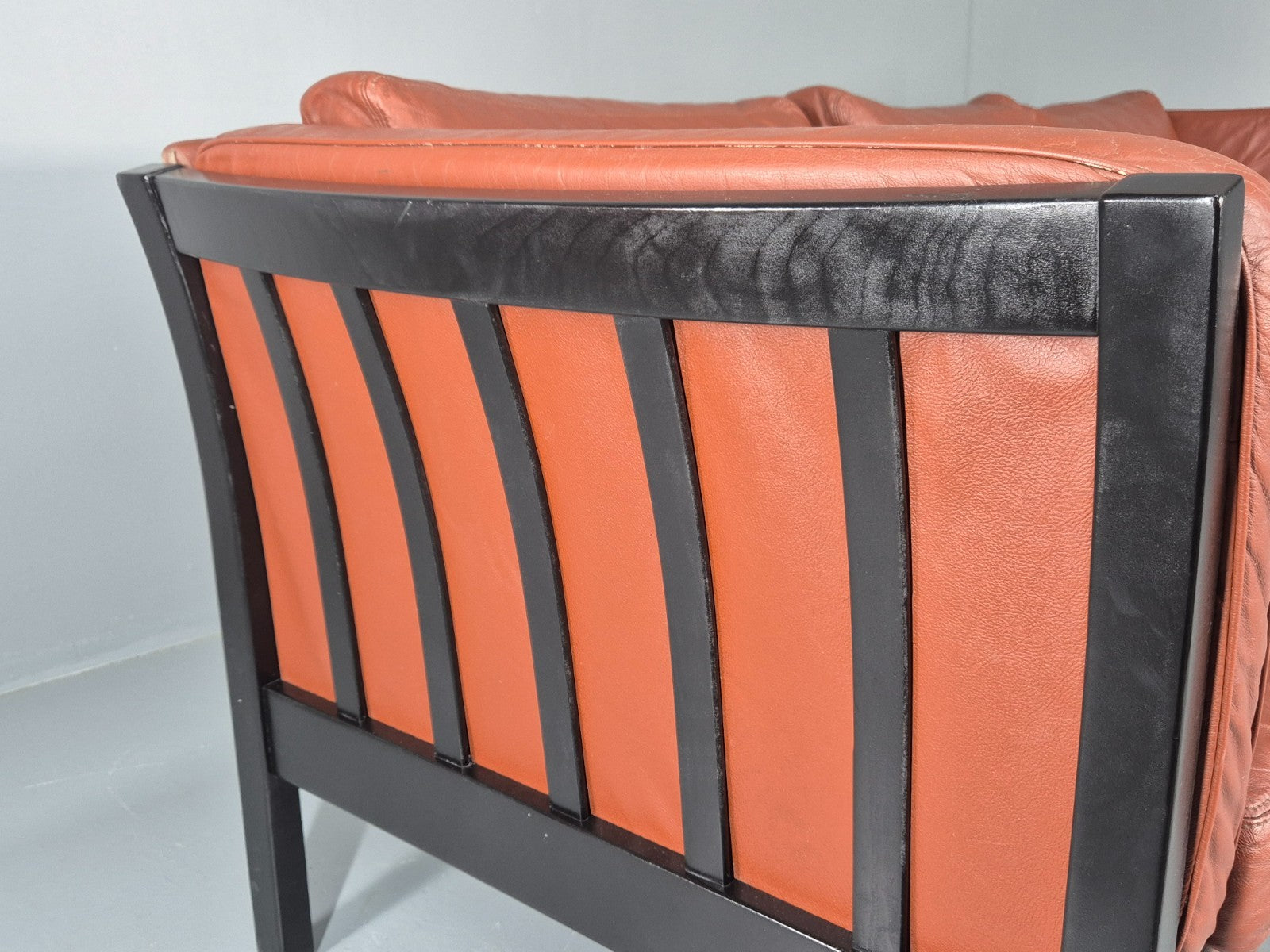 Vintage 3 Seat Sofa Reddy Brown Leather Stouby Denmark 1980s Retro EB10538 M3SS13