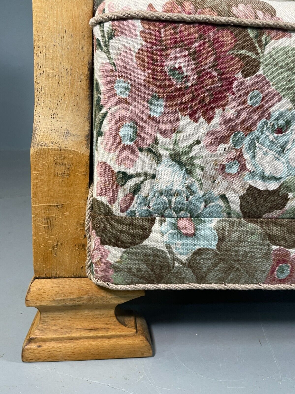 EB6654 2 Vintage Danish Lounge Chairs Floral Honey Oak Art Deco Antique VCLO - UKDK FURNITURE