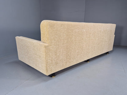 Vintage 1960s Sofa Cream Floral Upholstery 3 Seat Quality Retro EB9680 M3SS - UKDK FURNITURE