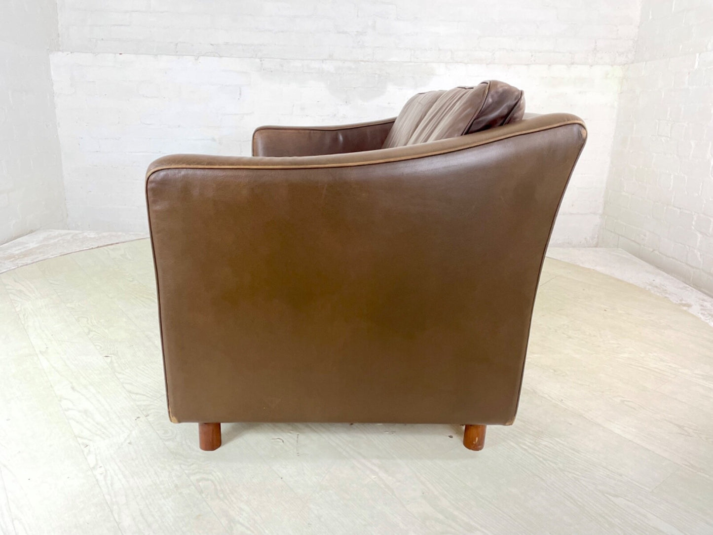 Leather Two Seat Sofa Vintage Danish 1970s Retro Thams Style EB4087 M2SS5