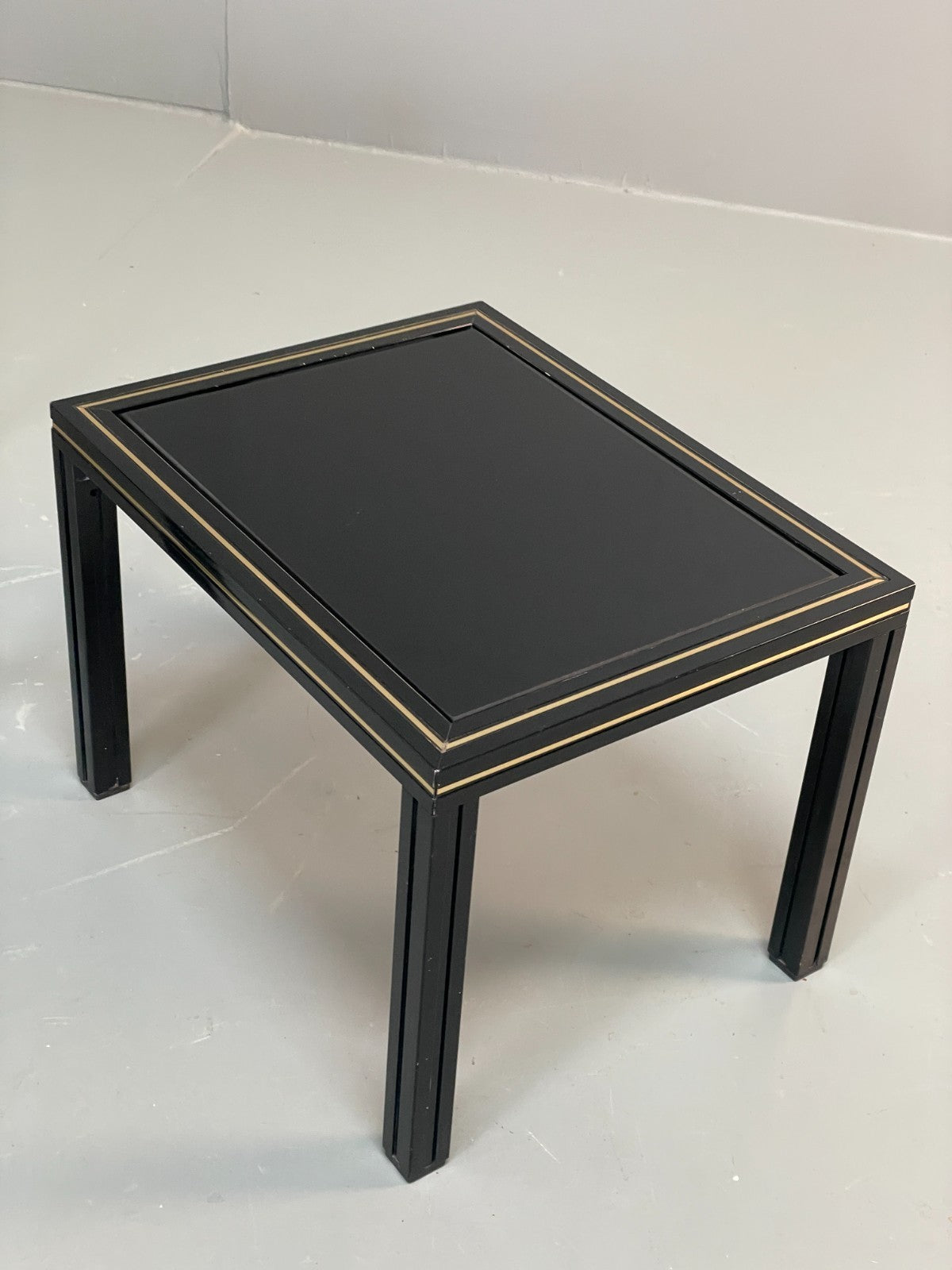 Vintage 1970s Nesting Tables Pierre Vandel Black Gold Glass 1970s EB11804 MWOO8