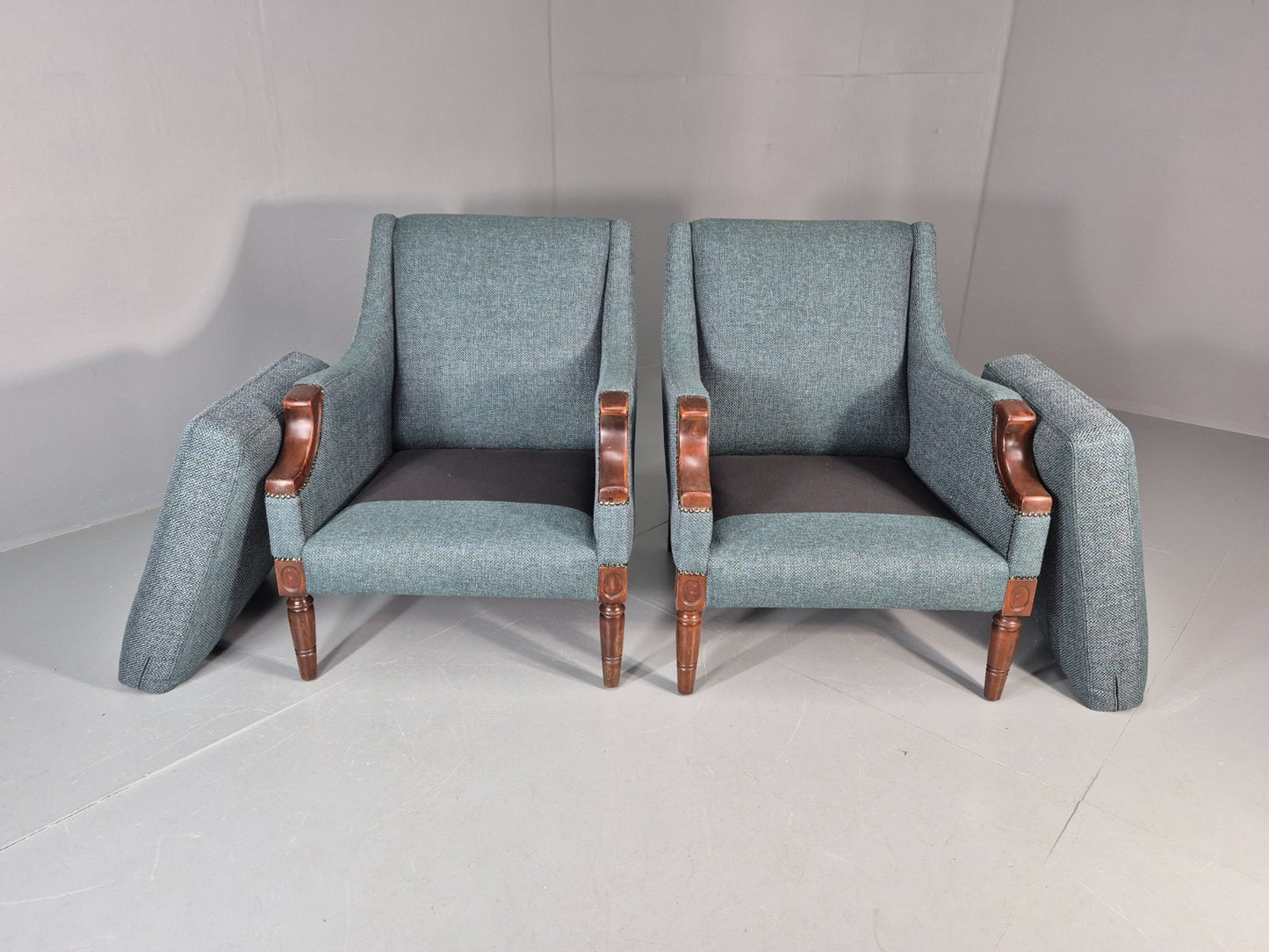 2 Vintage regency Style Armchairs 1970s Danish New Upholstery  EB11135 VCLO8