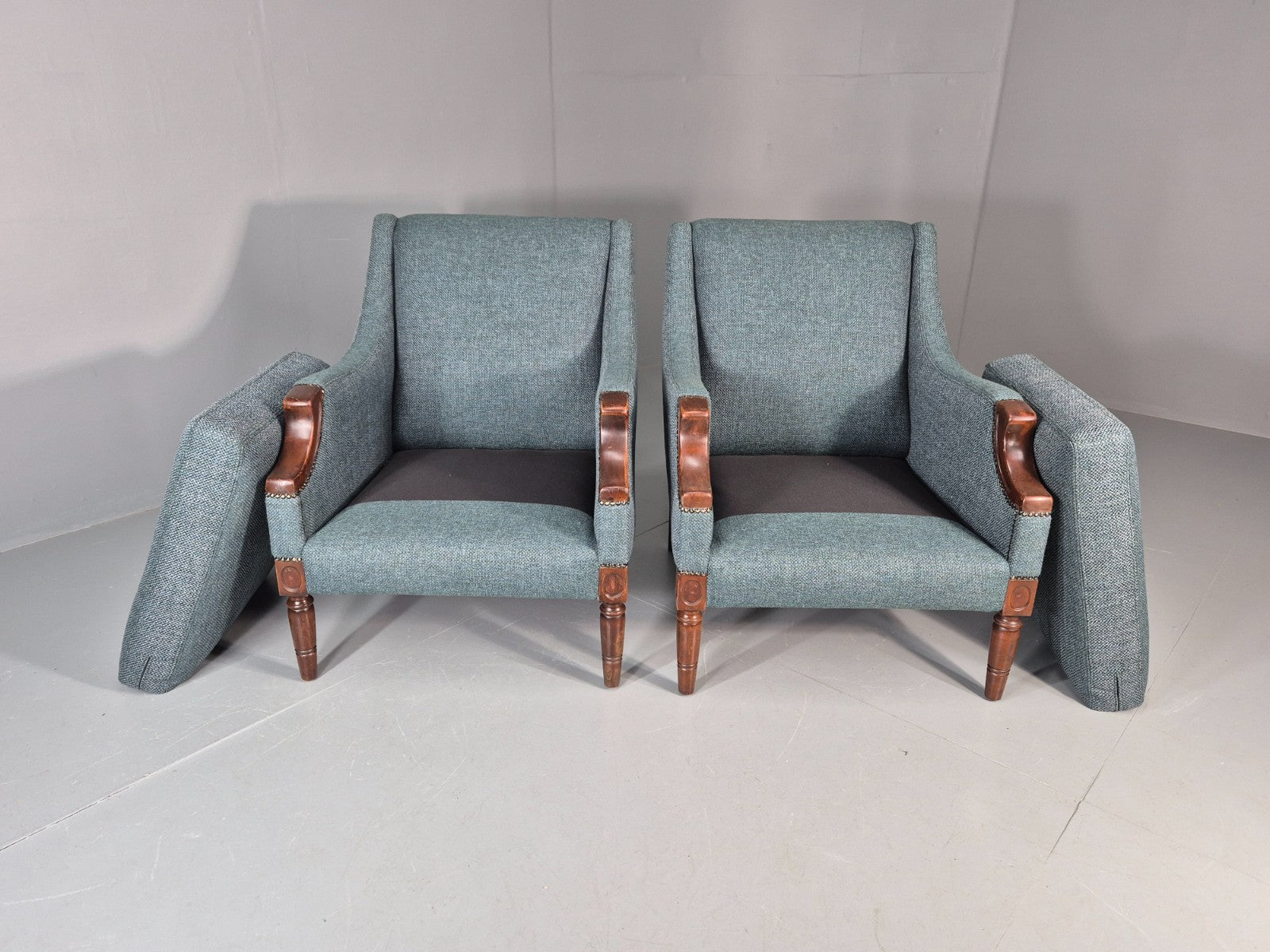 2 Vintage regency Style Armchairs 1970s Danish New Upholstery  EB11135 VCLO8